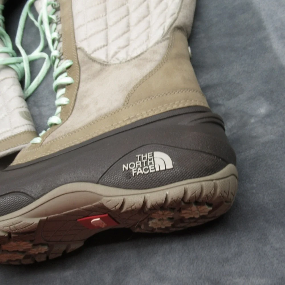 North Face Snow Boots Women 9 Brown Thermoball Utility Lace‎ Up Quilted Winter
